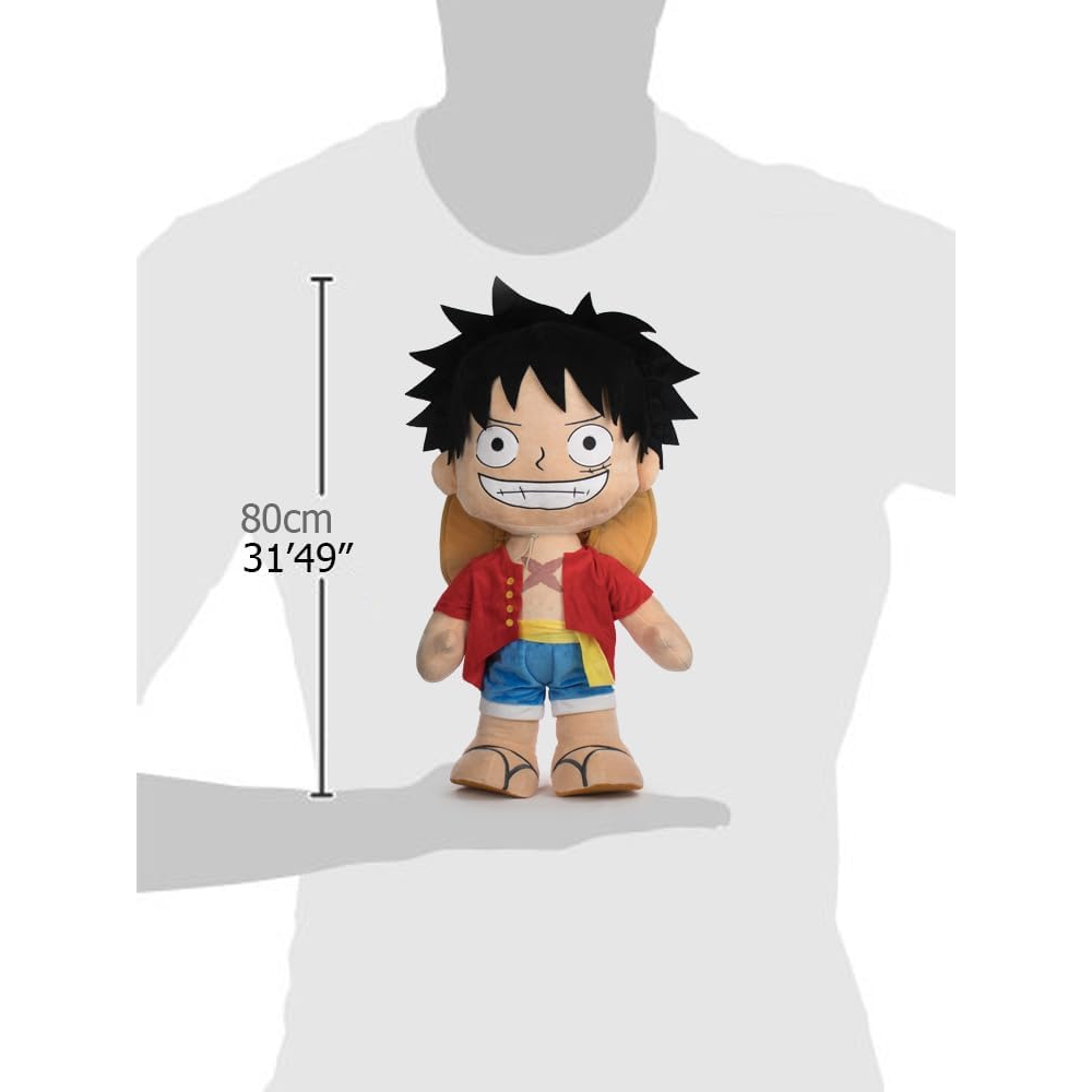 PELUCHE GIGANTE LUFFY CAPPELLO DI PAGLIA ONE PIECE MORBIDO PUPAZZO 80 CM IN FIBRA RICICLATA - 16002693