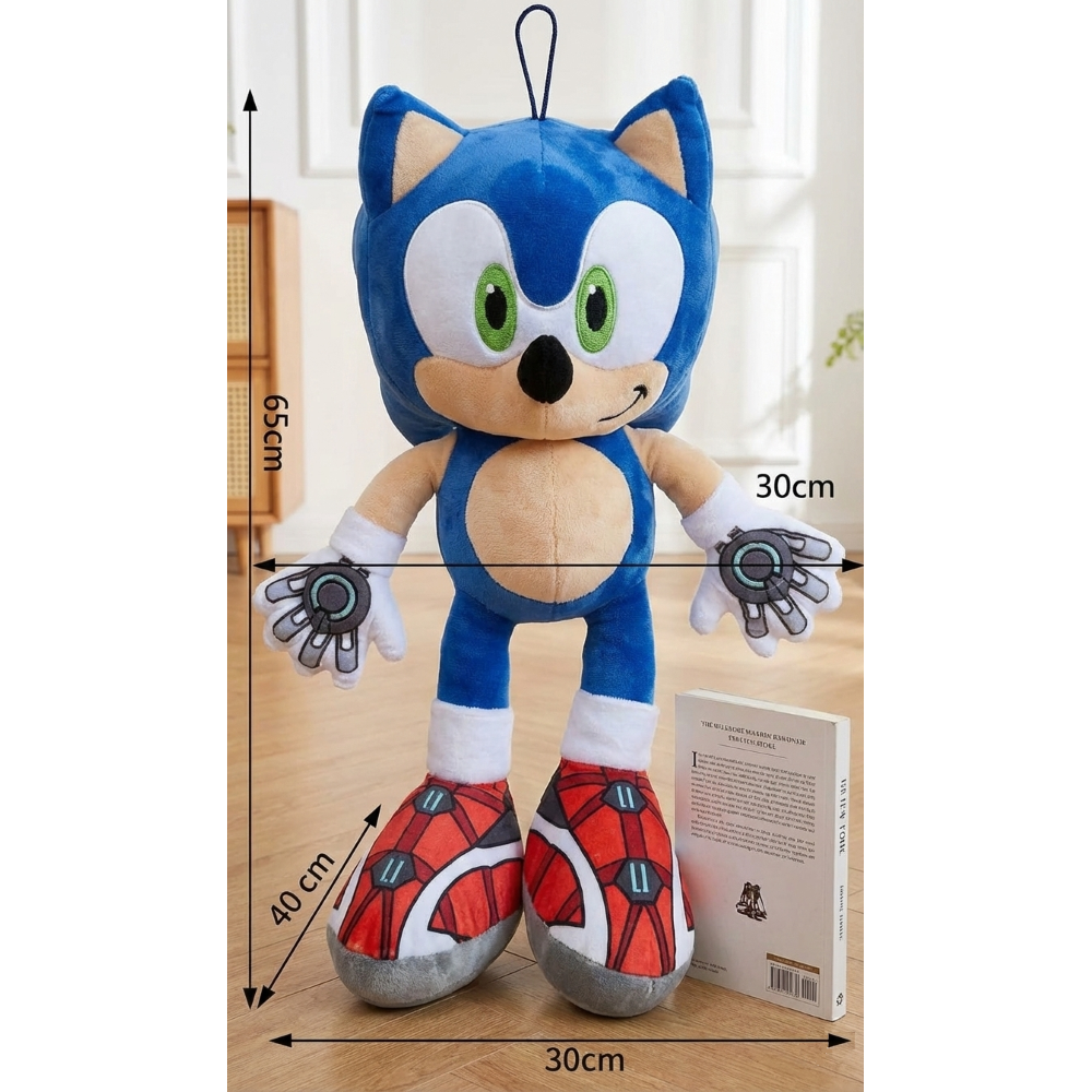 MAXI PELUCHE SONIC PRIME MORBIDO PUPAZZO JUMBO 65 CM CON LACCETTO - PTS242562A/65 