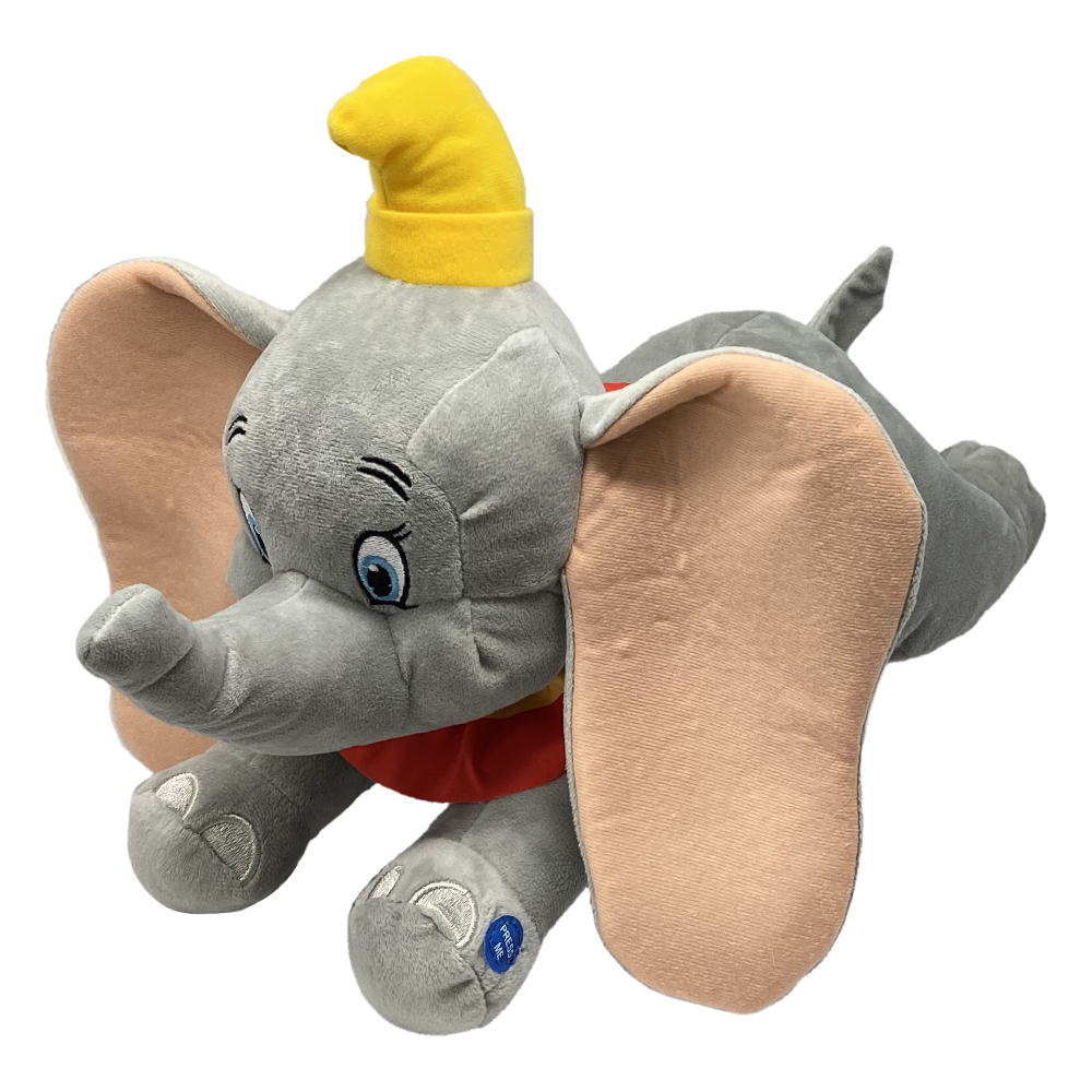 PELUCHE DUMBO DISNEY CON SUONO MORBIDO PUPAZZO ELEFANTE SDRAIATO 20 CM IN FIBRA RICICLATA - DCL9359-2