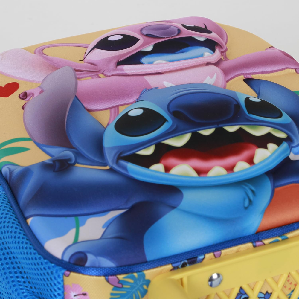 ZAINO ASILO TROLLEY 3D STITCH ANGEL DISNEY ZAINETTO 34 CM CON CARRELLO PER SCUOLA MATERNA - 08536