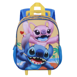 ZAINO ASILO TROLLEY 3D STITCH ANGEL DISNEY ZAINETTO 34 CM CON CARRELLO PER SCUOLA MATERNA - 08536