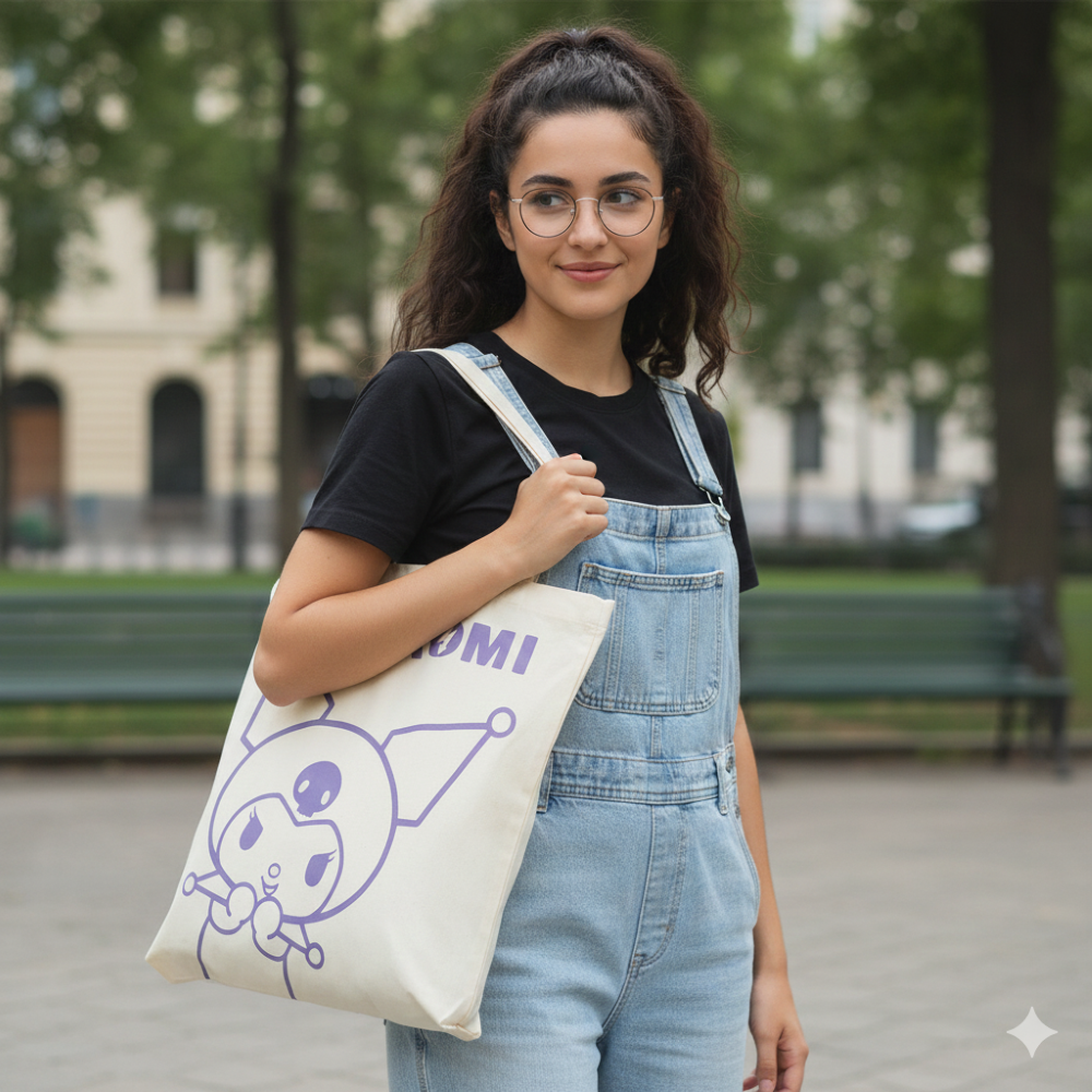 BORSA IN TELA RIUTILIZZABILE KUROMI SANRIO BORSA SHOPPER MULTIFUNZIONE - NW1425