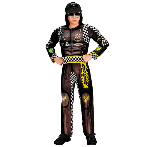 COSTUME PILOTA DA CORSA TUTA E BERRETTO TRAVESTIMENTO CARNEVALE COSPLAY FESTE IN MASCHERA -0829