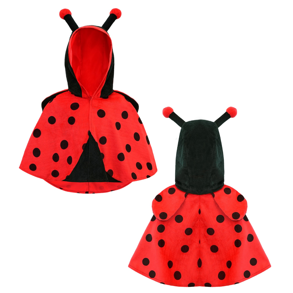 PONCHO IN PELUCHE CON CAPPUCCIO TRAVESTIMENTO COCCINELLA COSTUME CARNEVALE FESTE IN MASCHERA - 16200