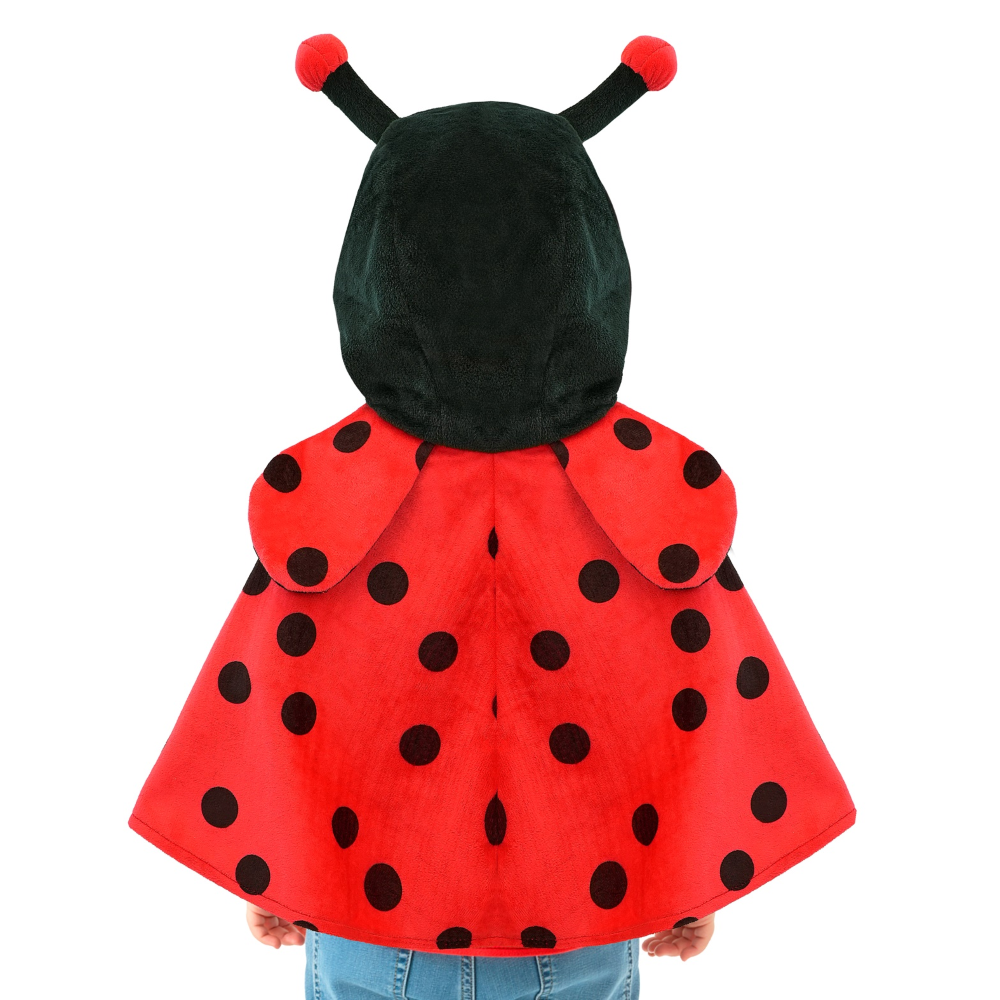 PONCHO IN PELUCHE CON CAPPUCCIO TRAVESTIMENTO COCCINELLA COSTUME CARNEVALE FESTE IN MASCHERA - 16200