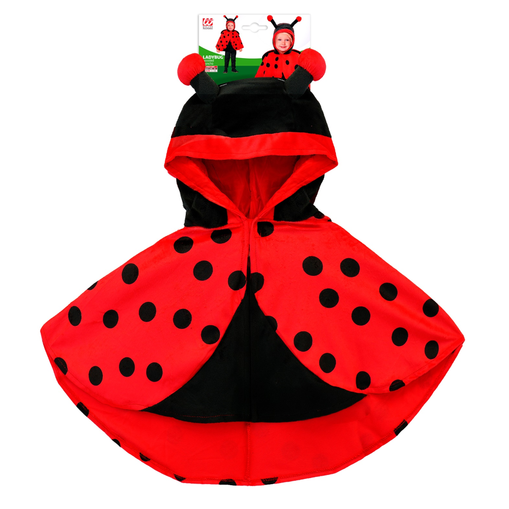 PONCHO IN PELUCHE CON CAPPUCCIO TRAVESTIMENTO COCCINELLA COSTUME CARNEVALE FESTE IN MASCHERA - 16200