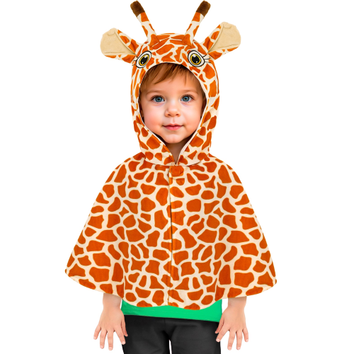 PONCHO IN PELUCHE CON CAPPUCCIO TRAVESTIMENTO GIRAFFA COSTUME CARNEVALE FESTE IN MASCHERA - 16204