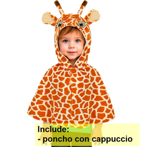 PONCHO IN PELUCHE CON CAPPUCCIO TRAVESTIMENTO GIRAFFA COSTUME CARNEVALE FESTE IN MASCHERA - 16204