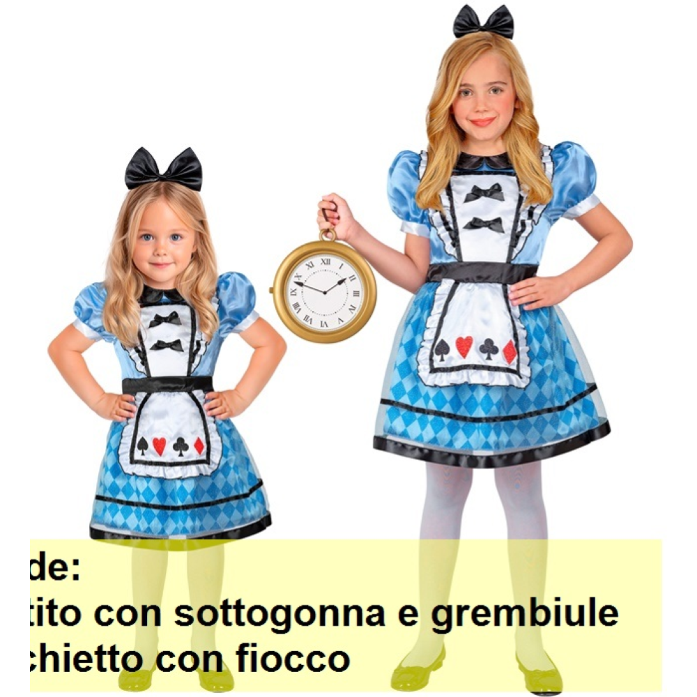 COSTUME WONDERLAND GIRL TRAVESTIMENTO CARNEVALE COSPLAY ALICE NEL PAESE DELLE MERAVIGLIE - 2209