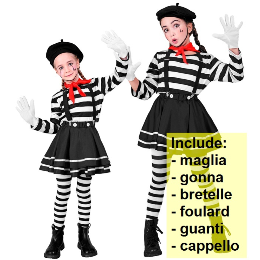 COSTUME MIMO BAMBINA STILE PARIGINO TRAVESTIMENTO CARNEVALE COSPLAY FESTE IN MASCHERA - 2240