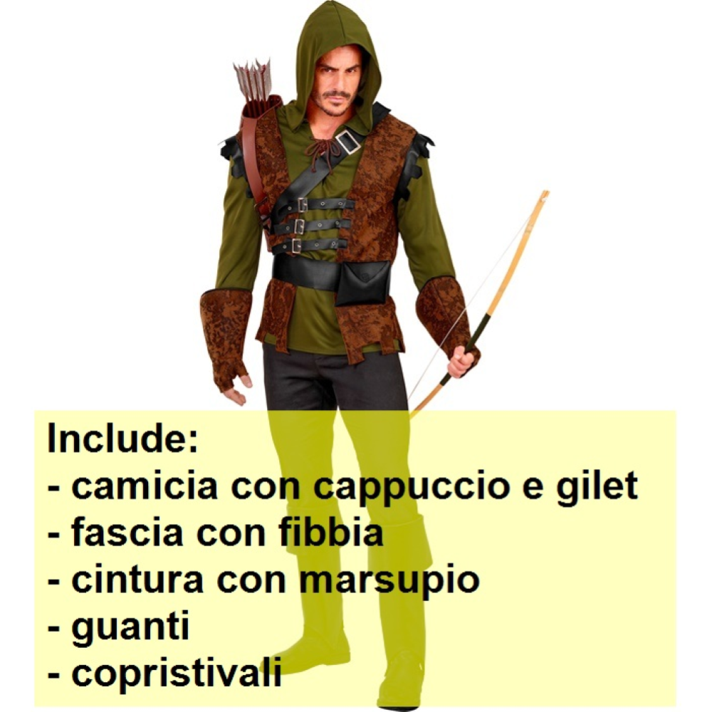 COSTUME ROBIN HOOD OF SHERWOOD UOMO TRAVESTIMENTO CARNEVALE COSPLAY FESTE IN MASCHERA - 2247