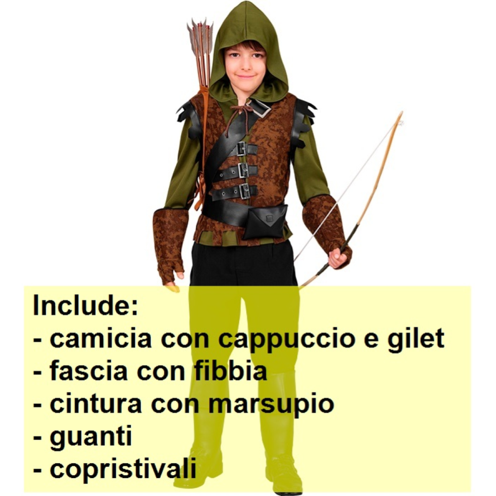 COSTUME ROBIN HOOD OF SHERWOOD BAMBINI TRAVESTIMENTO CARNEVALE COSPLAY FESTE IN MASCHERA - 2247