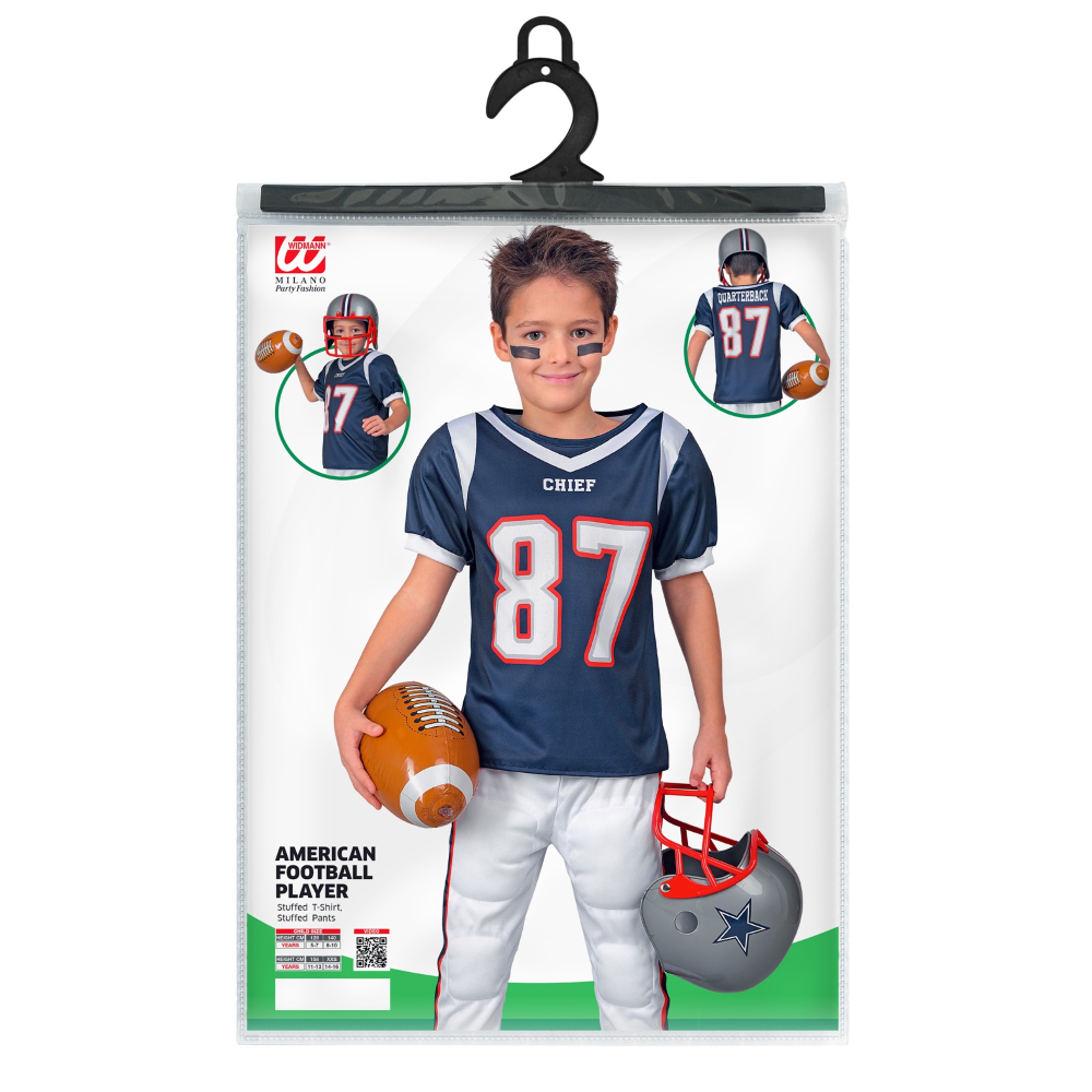 COSTUME GIOCATORE DI FOOTBALL AMERICANO TRAVESTIMENTO CARNEVALE COSPLAY FESTE IN MASCHERA - 2472