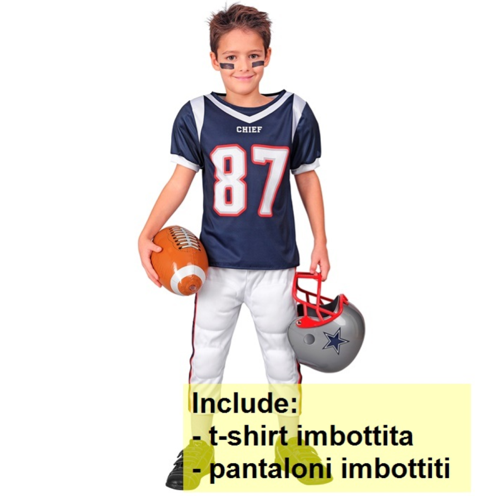 COSTUME GIOCATORE DI FOOTBALL AMERICANO TRAVESTIMENTO CARNEVALE COSPLAY FESTE IN MASCHERA - 2472