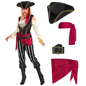 COSTUME PIRATESSA DEI MARI DONNA TRAVESTIMENTO CARNEVALE COSPLAY FESTE IN MASCHERA - 2543