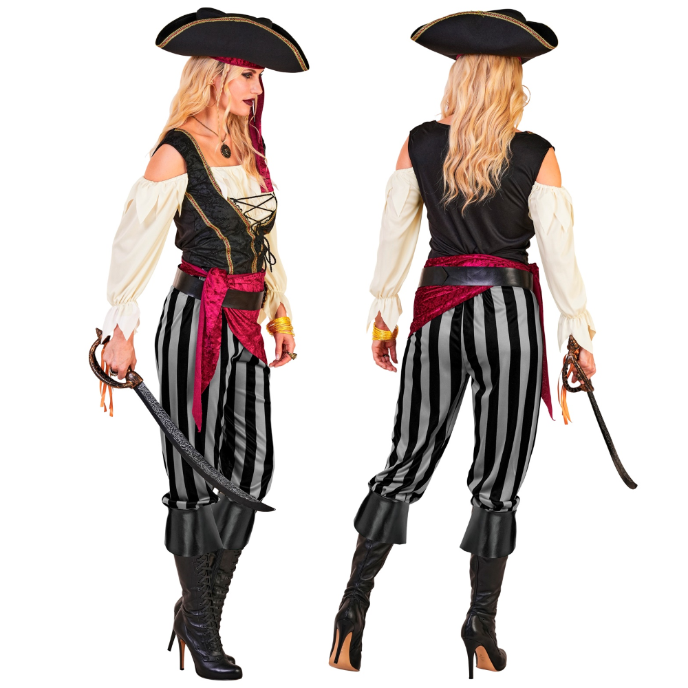 COSTUME PIRATESSA DEI MARI DONNA TRAVESTIMENTO CARNEVALE COSPLAY FESTE IN MASCHERA - 2543