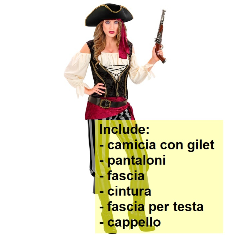 COSTUME PIRATESSA DEI MARI DONNA TRAVESTIMENTO CARNEVALE COSPLAY FESTE IN MASCHERA - 2543