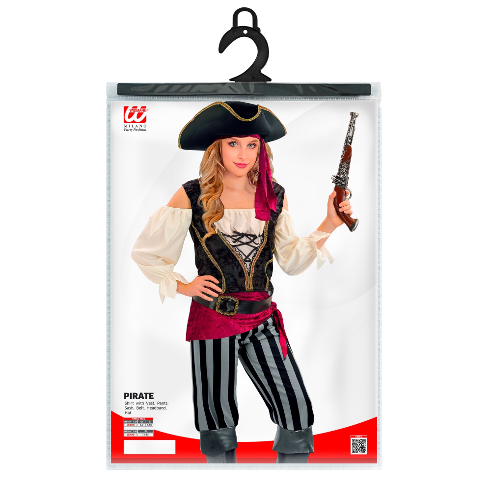 COSTUME PIRATESSA DEI MARI BAMBINA TRAVESTIMENTO CARNEVALE COSPLAY FESTE IN MASCHERA - 2543