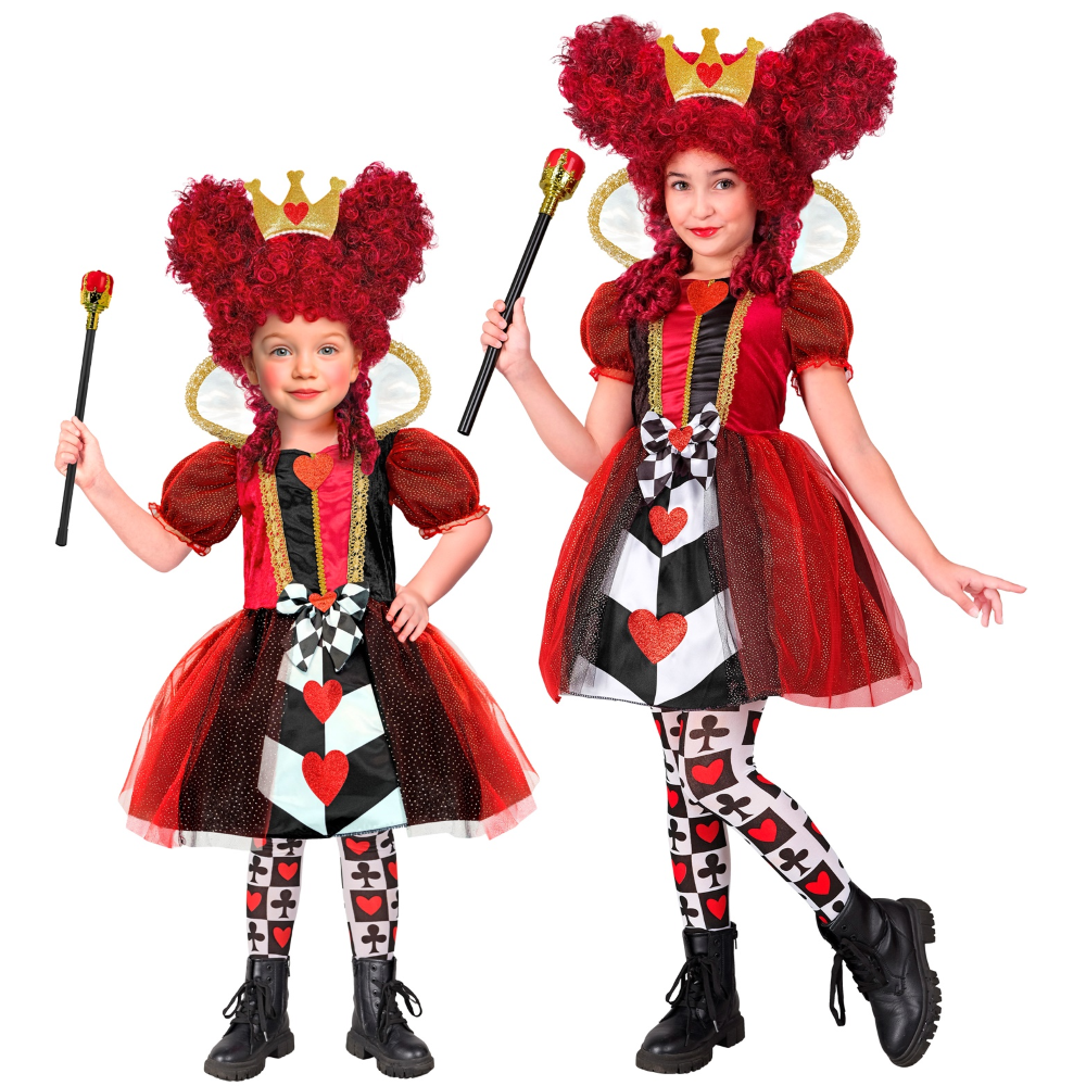 COSTUME REGINA DI CUORI ABITO E CORONA TRAVESTIMENTO CARNEVALE FESTE IN MASCHERA COSPLAY- 2601