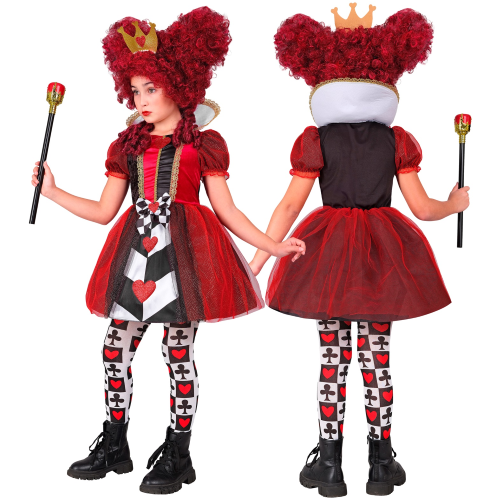COSTUME REGINA DI CUORI ABITO E CORONA TRAVESTIMENTO CARNEVALE FESTE IN MASCHERA COSPLAY- 2601