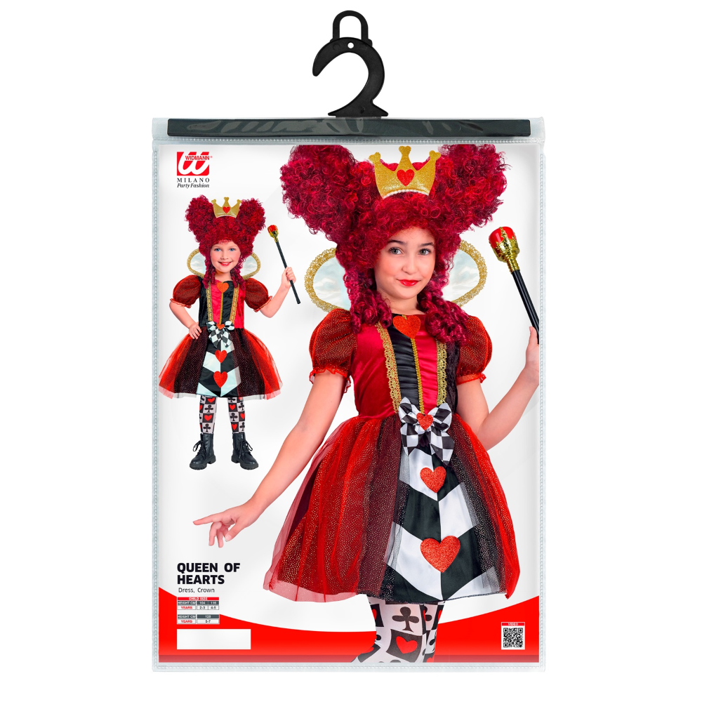 COSTUME REGINA DI CUORI ABITO E CORONA TRAVESTIMENTO CARNEVALE FESTE IN MASCHERA COSPLAY- 2601