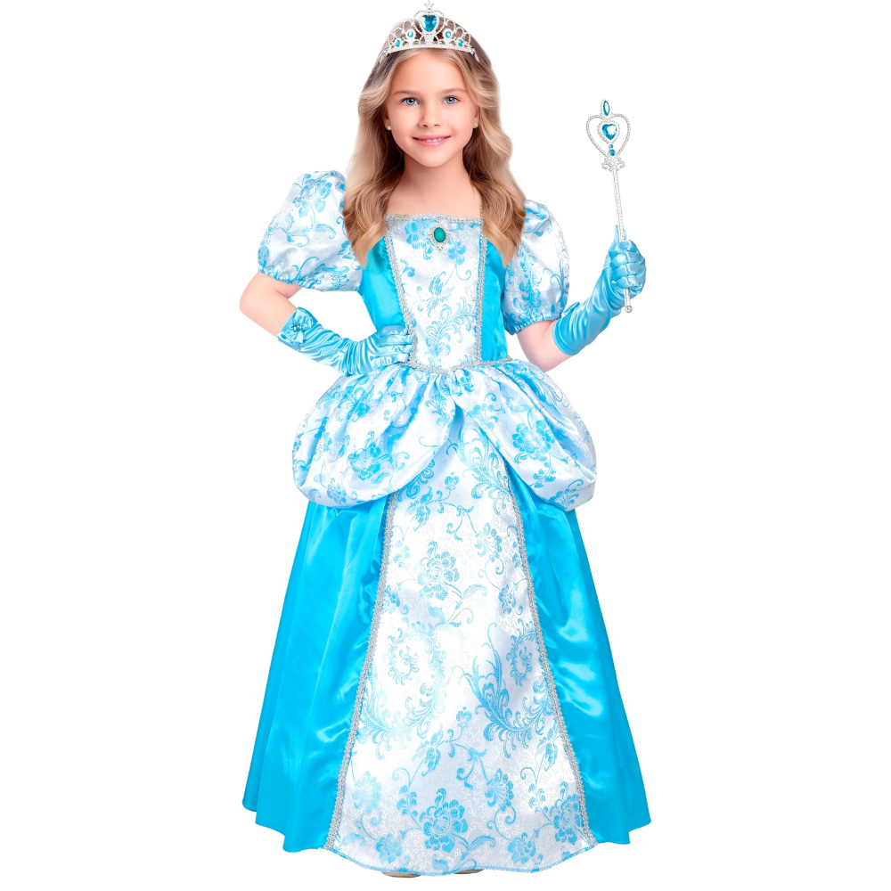 COSTUME PRINCIPESSA ABITO LUNGO TRAVESTIMENTO CARNEVALE FESTE IN MASCHERA COSPLAY CENERENTOLA - 2763