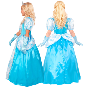 COSTUME PRINCIPESSA ABITO LUNGO TRAVESTIMENTO CARNEVALE FESTE IN MASCHERA COSPLAY CENERENTOLA - 2763