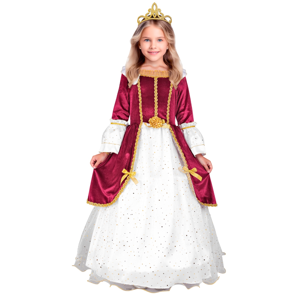 COSTUME PRINCIPESSA REALE ABITO LUNGO TRAVESTIMENTO CARNEVALE FESTE IN MASCHERA COSPLAY - 2764