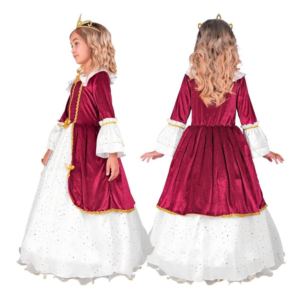 COSTUME PRINCIPESSA REALE ABITO LUNGO TRAVESTIMENTO CARNEVALE FESTE IN MASCHERA COSPLAY - 2764