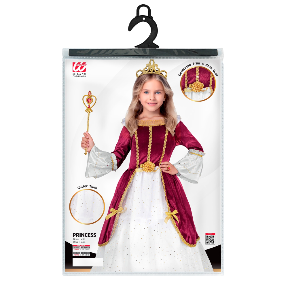 COSTUME PRINCIPESSA REALE ABITO LUNGO TRAVESTIMENTO CARNEVALE FESTE IN MASCHERA COSPLAY - 2764