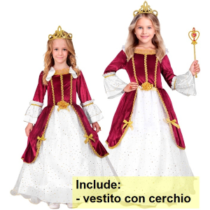 COSTUME PRINCIPESSA REALE ABITO LUNGO TRAVESTIMENTO CARNEVALE FESTE IN MASCHERA COSPLAY - 2764