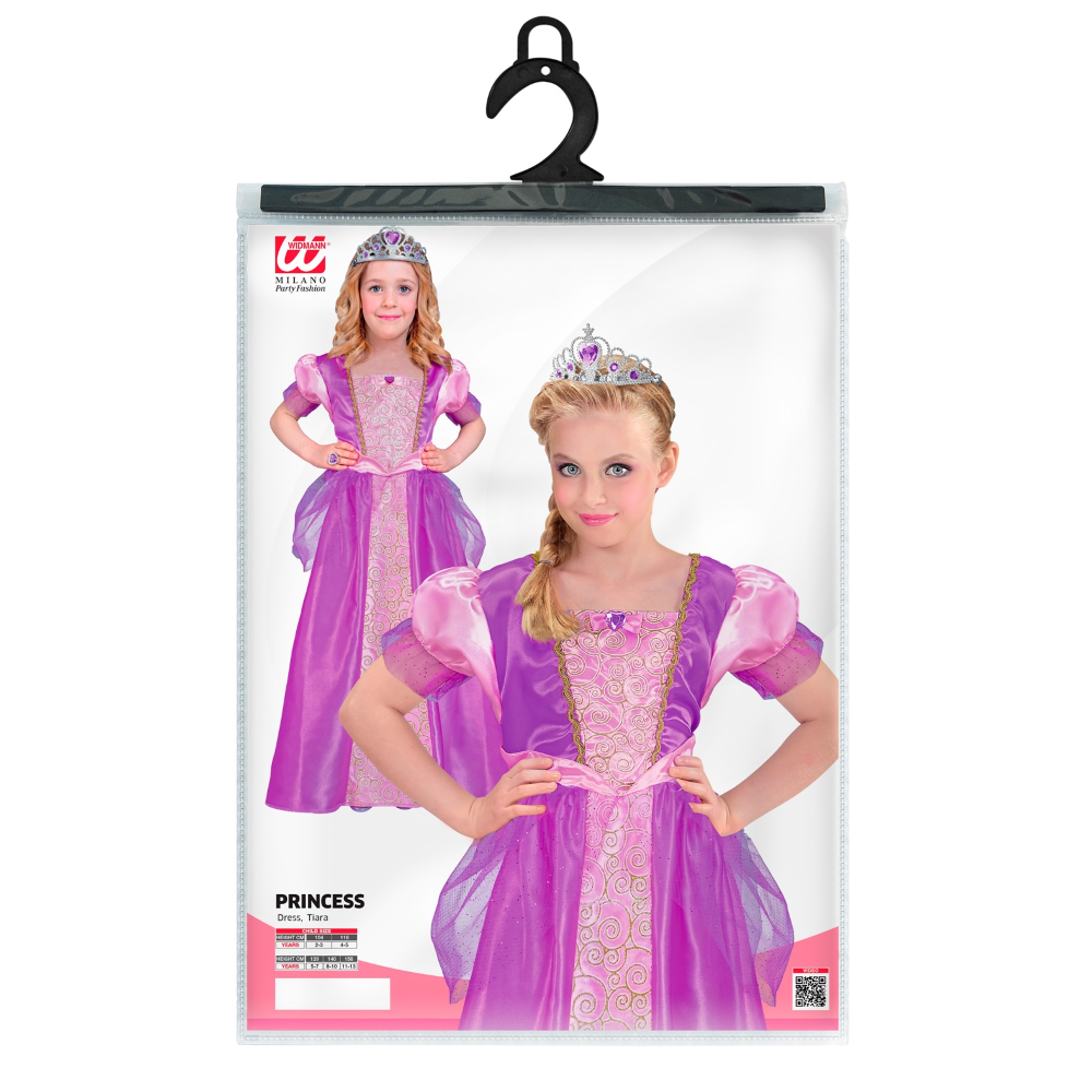 COSTUME PRINCIPESSA ABITO LUNGO E TIARA TRAVESTIMENTO CARNEVALE FESTE IN MASCHERA COSPLAY RAPUNZEL - 9532