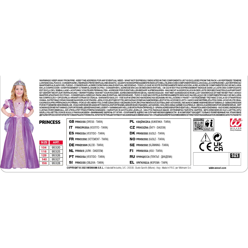 COSTUME PRINCIPESSA ABITO LUNGO E TIARA TRAVESTIMENTO CARNEVALE FESTE IN MASCHERA COSPLAY RAPUNZEL - 9532