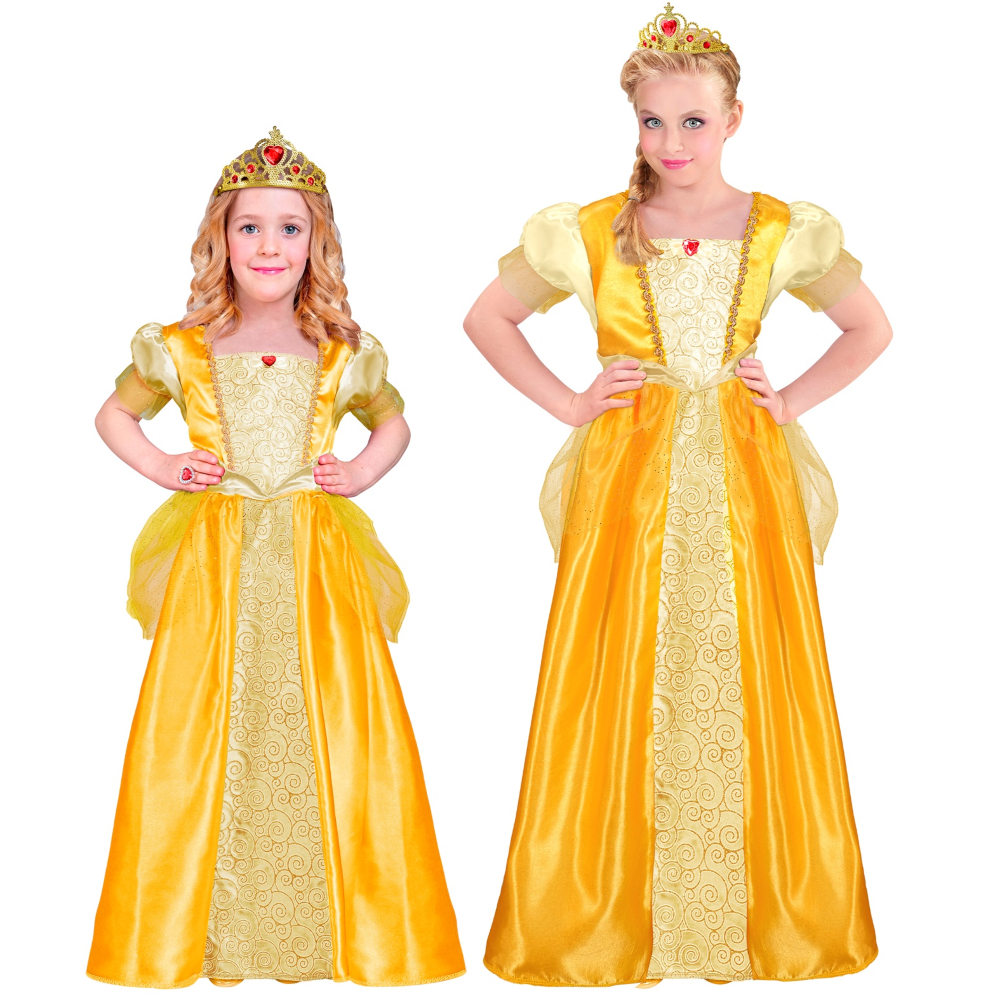 COSTUME PRINCIPESSA ABITO LUNGO E TIARA TRAVESTIMENTO CARNEVALE FESTE IN MASCHERA COSPLAY BELLE - 9533