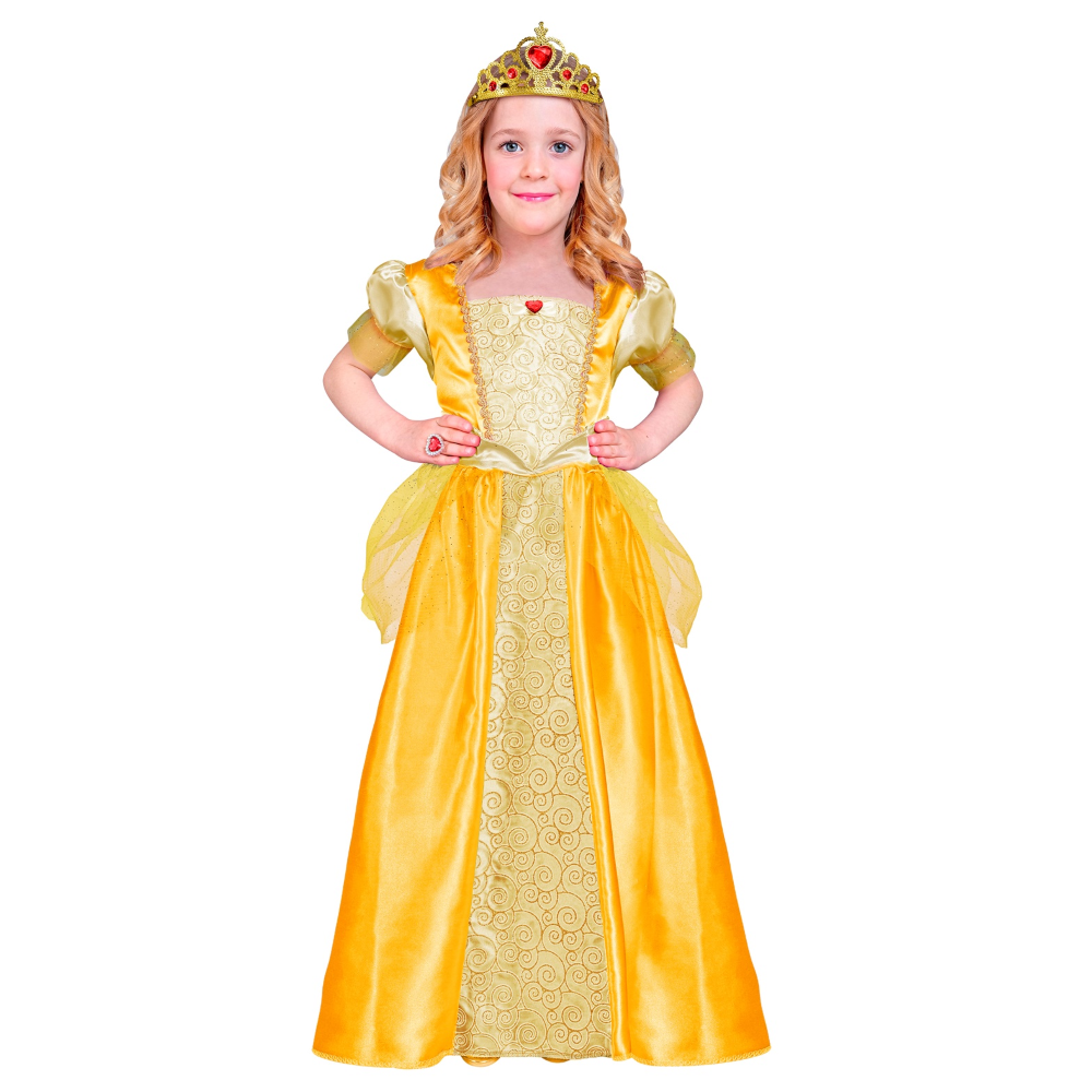 COSTUME PRINCIPESSA ABITO LUNGO E TIARA TRAVESTIMENTO CARNEVALE FESTE IN MASCHERA COSPLAY BELLE - 9533