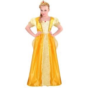 COSTUME PRINCIPESSA ABITO LUNGO E TIARA TRAVESTIMENTO CARNEVALE FESTE IN MASCHERA COSPLAY BELLE - 9533