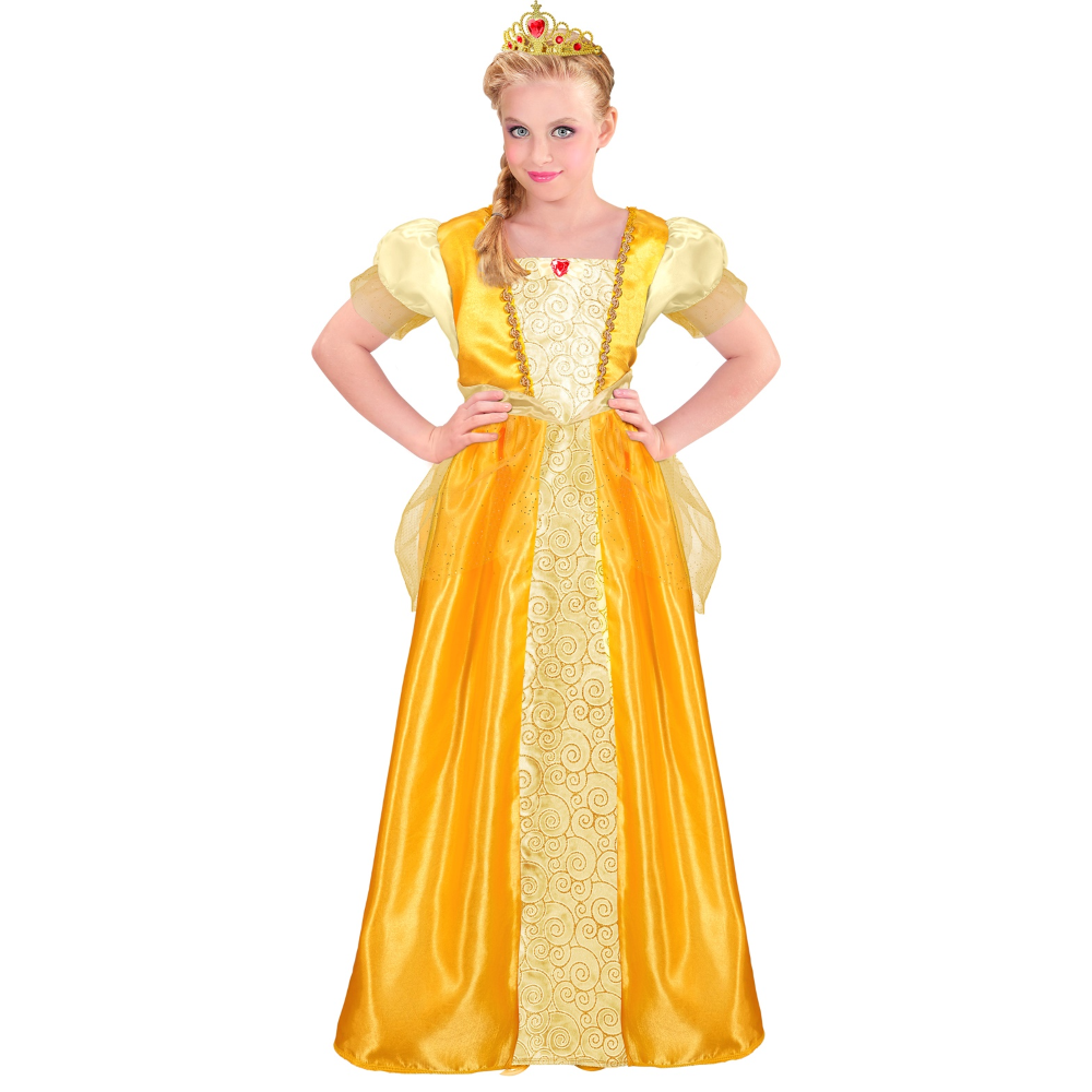 COSTUME PRINCIPESSA ABITO LUNGO E TIARA TRAVESTIMENTO CARNEVALE FESTE IN MASCHERA COSPLAY BELLE - 9533