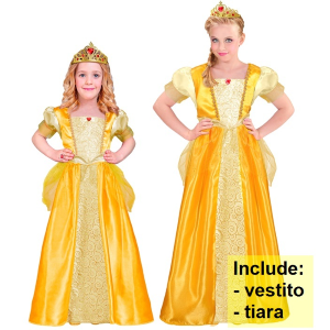 COSTUME PRINCIPESSA ABITO LUNGO E TIARA TRAVESTIMENTO CARNEVALE FESTE IN MASCHERA COSPLAY BELLE - 9533