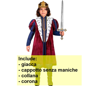 COSTUME RE TRAVESTIMENTO SOVRANO DEL REAME COSPLAY FESTE CARNEVALE IN MASCHERA - 4231