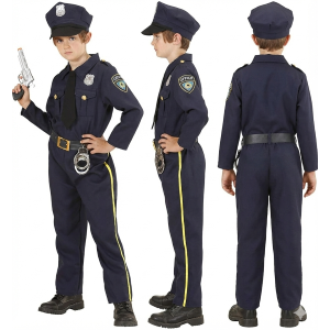 COSTUME POLIZIOTTO UNIFORME COMPLETA CON CAPPELLO TRAVESTIMENTO CARNEVALE COSPLAY FESTE IN MASCHERA - 7655