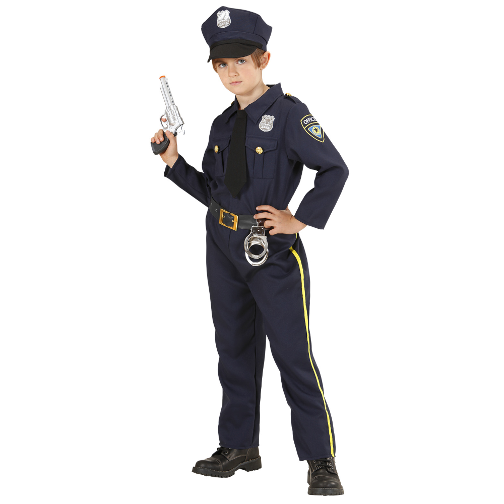 COSTUME POLIZIOTTO UNIFORME COMPLETA CON CAPPELLO TRAVESTIMENTO CARNEVALE COSPLAY FESTE IN MASCHERA - 7655