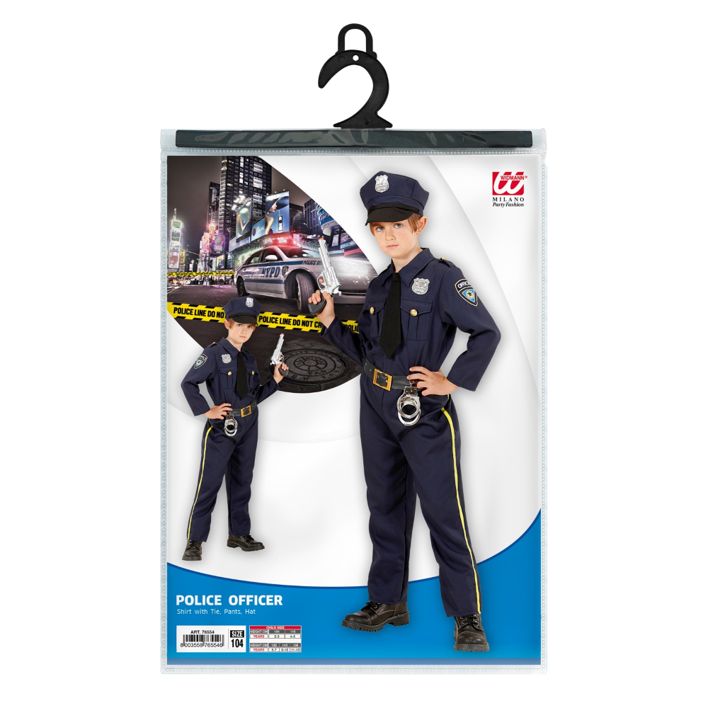 COSTUME POLIZIOTTO UNIFORME COMPLETA CON CAPPELLO TRAVESTIMENTO CARNEVALE COSPLAY FESTE IN MASCHERA - 7655