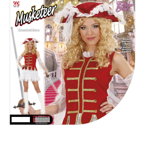 COSTUME MOSCHETTIERE DONNA ABITO CAPPELLO TRAVESTIMENTO CARNEVALE COSPLAY FESTE IN MASCHERA - 8965