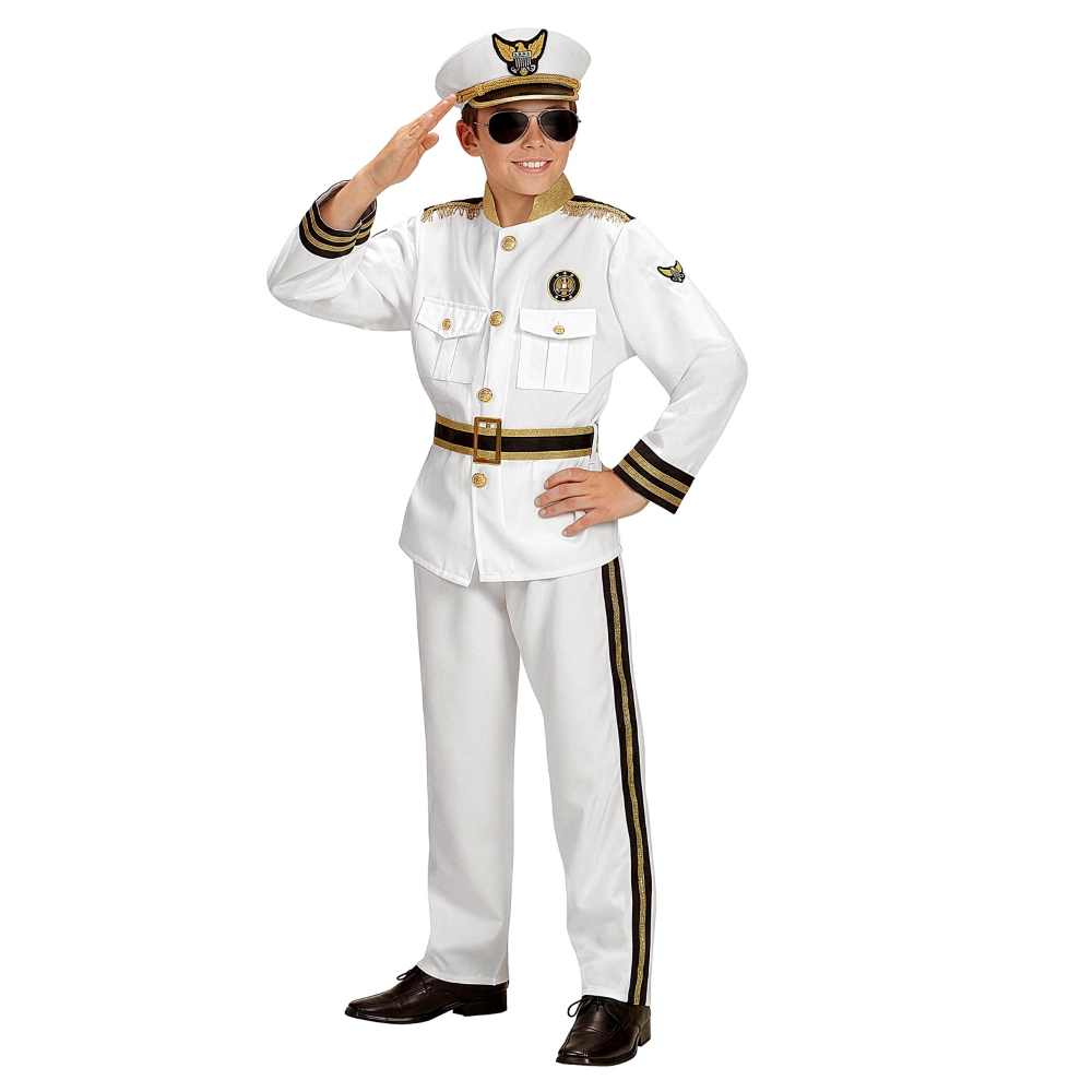 COSTUME CAPITANO UFFICIALE DI MARINA TRAVESTIMENTO CARNEVALE COSPLAY FESTE IN MASCHERA - 9682
