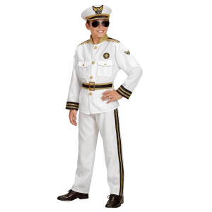 COSTUME CAPITANO UFFICIALE DI MARINA TRAVESTIMENTO CARNEVALE COSPLAY FESTE IN MASCHERA - 9682