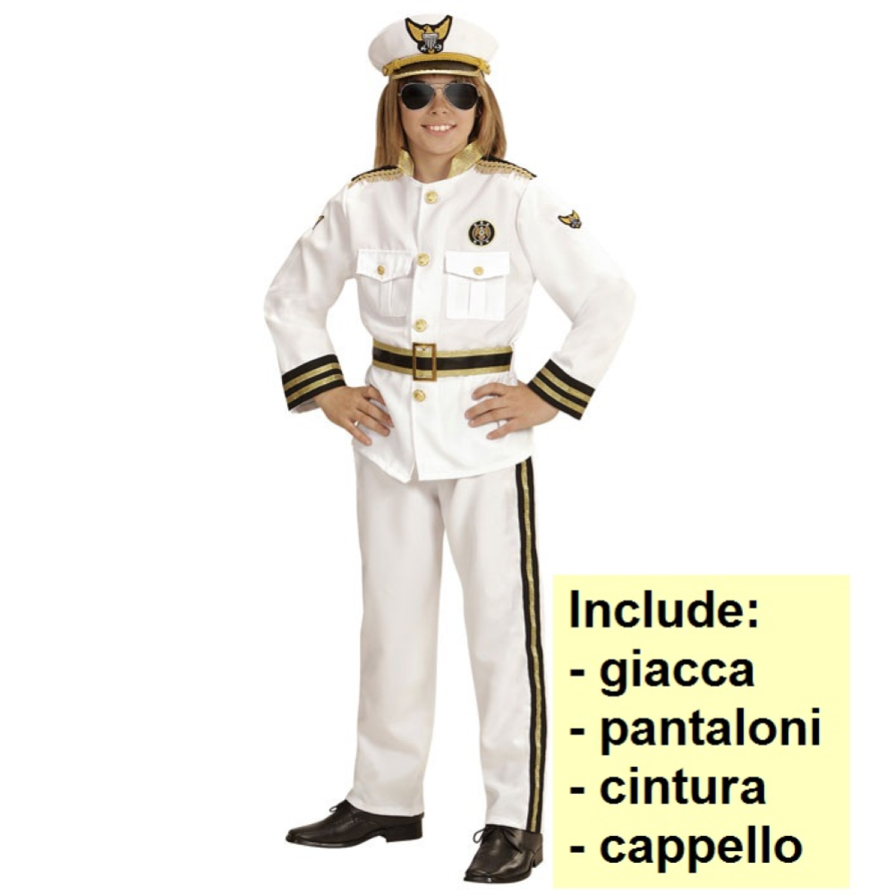COSTUME CAPITANO UFFICIALE DI MARINA TRAVESTIMENTO CARNEVALE COSPLAY FESTE IN MASCHERA - 9682