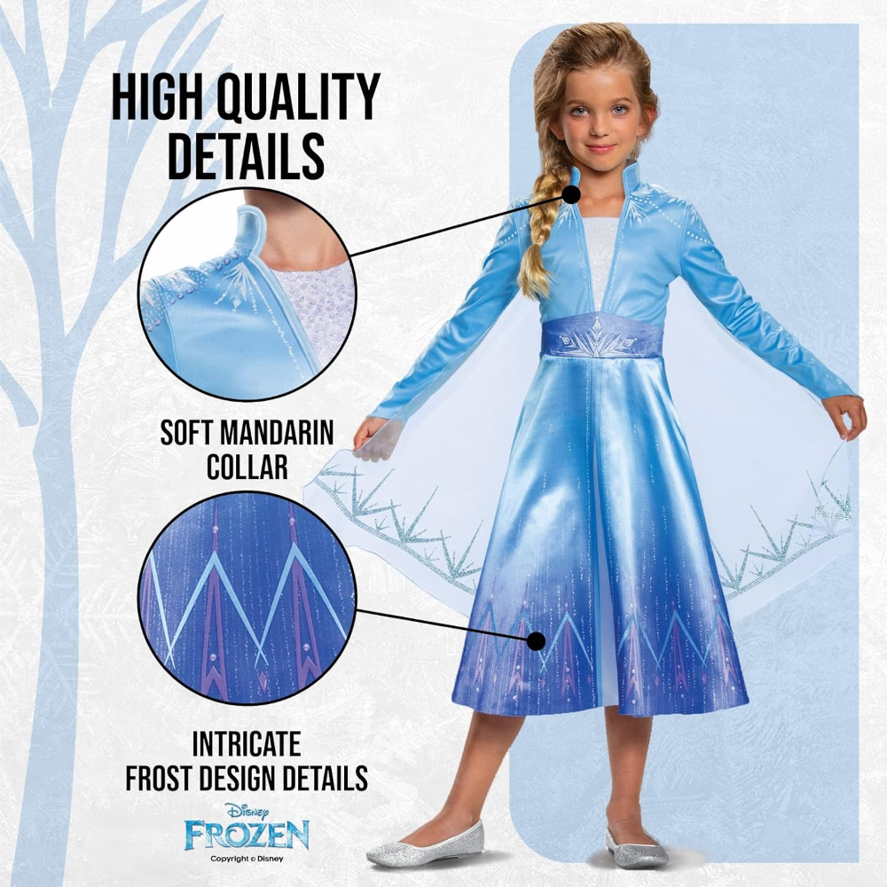 COSTUME FROZEN DISNEY VESTITO ELSA DELUXE TRAVESTIMENTO COSPLAY FESTA CARNEVALE IN MASCHERA - 129989