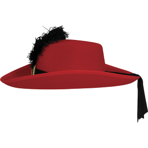 CAPPELLO ROSSO DA MOSCHETTIERE CON PIUMA IN FELTRO ACCESSORIO TRAVESTIMENTO CARNEVALE BAMBINO - 13098