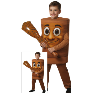 COSTUME TUNG TRUNK UOMO-LEGNO TRAVESTIMENTO CARNEVALE COSPLAY BRAINROT - 7880