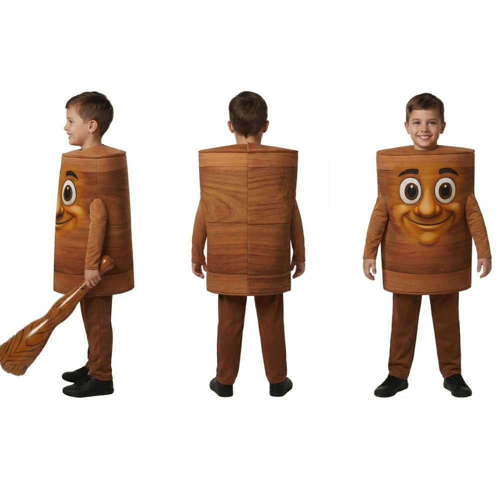 COSTUME TUNG TRUNK UOMO-LEGNO TRAVESTIMENTO CARNEVALE COSPLAY BRAINROT - 7880